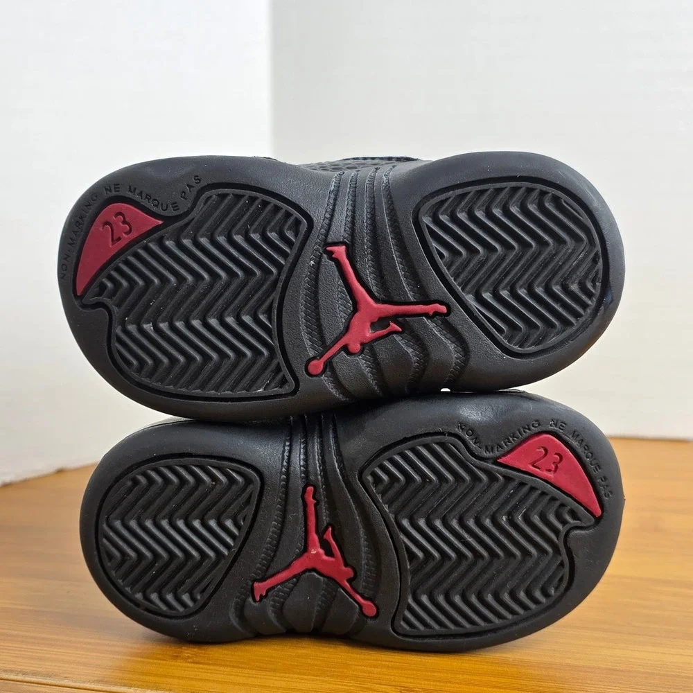 Jordan 12 Retro Taxi Toddler Shoes White Black Red 850000-162 Size 5C